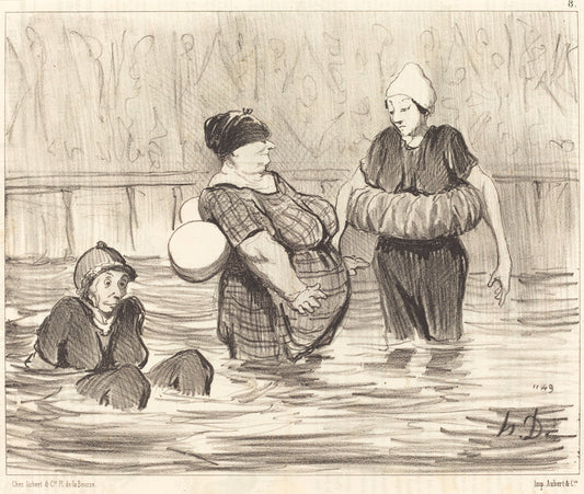 Les Baigneuses prudentes by Honoré Daumier (French, 1808 - 1879), 16X12"(A3)Poster Print