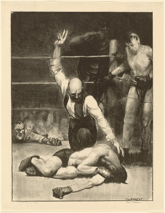 Counted Out, second stone by George Bellows (American, 1882 - 1925), 16X12"(A3)Poster Print