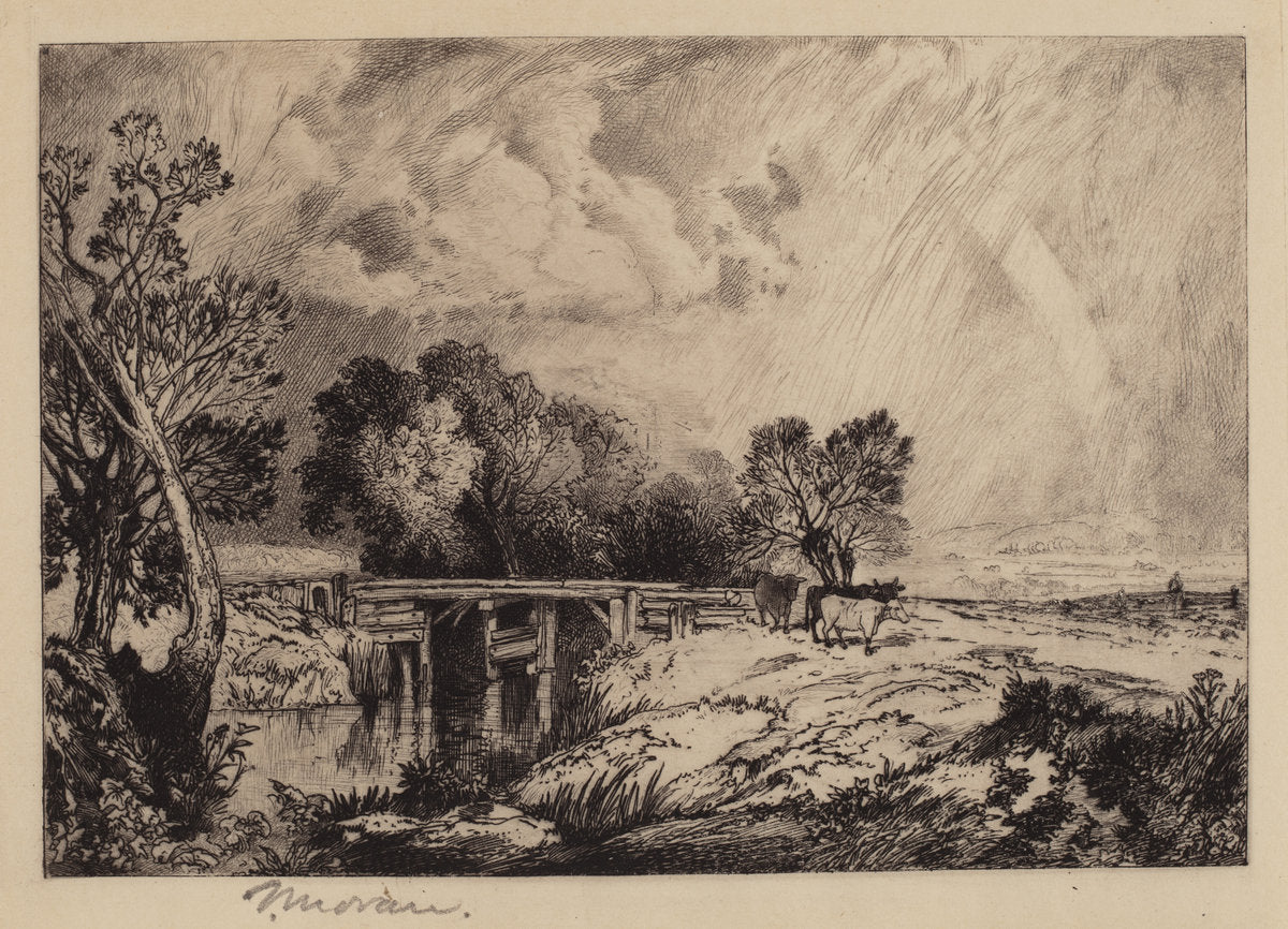 A Rustic Bridge by Thomas Moran (American, born England, 1837 - 1926), 16X12"(A3)Poster Print