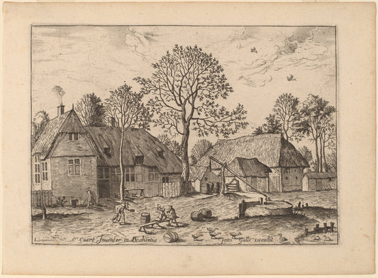 Farms with Draw Well by Johannes and Lucas van Doetechum after Master of the Small Landscapes (Dutch, died 1605), 16X12"(A3)Poster Print