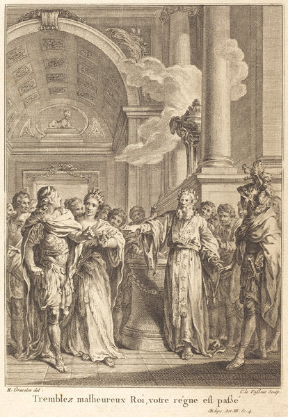 Tremblez malheureux Roi, votre régne est passé by Jean Charles Levasseur after Hubert François Gravelot (French, 1734 - 1816), 16X12"(A3)Poster Print