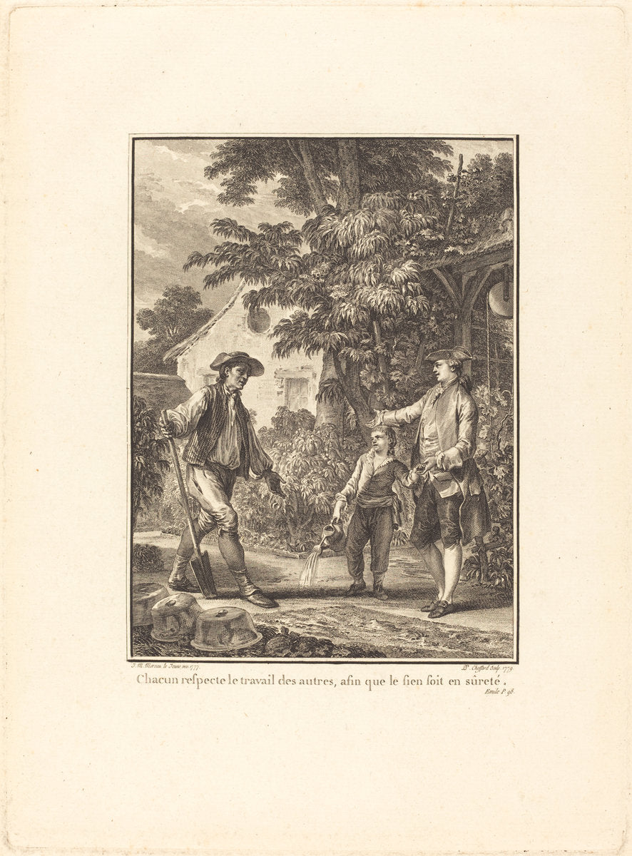 Chacun respecte le travail des autres, afin que le sein soit en sûreté by Pierre-Philippe Choffard after Jean-Michel Moreau (French, 1730 - 1809), 16X12"(A3)Poster Print