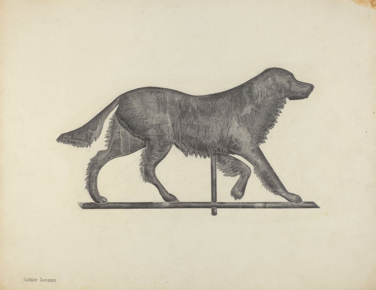 Weather Vane - Setter Dog by Gordon Sanborn (American, active c. 1935), 16X12"(A3)Poster Print