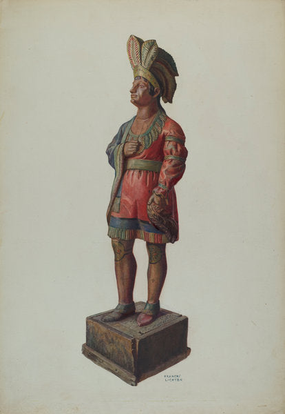 Cigar Store Indian by Frances Lichten (American, active c. 1935), 16X12"(A3)Poster Print