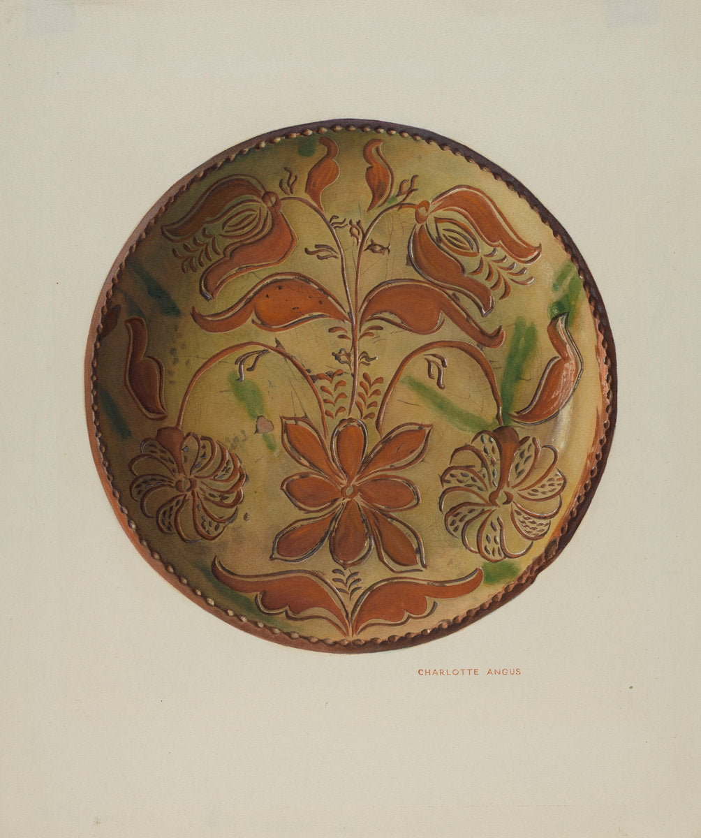 Plate by Charlotte Angus (American, 1911 - 1989), 16X12"(A3)Poster Print