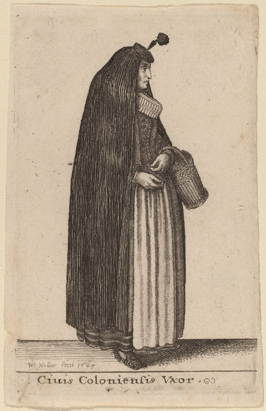 Ciuis Coloniesis Vxor by Wenceslaus Hollar (Bohemian, 1607 - 1677), 16X12"(A3)Poster Print
