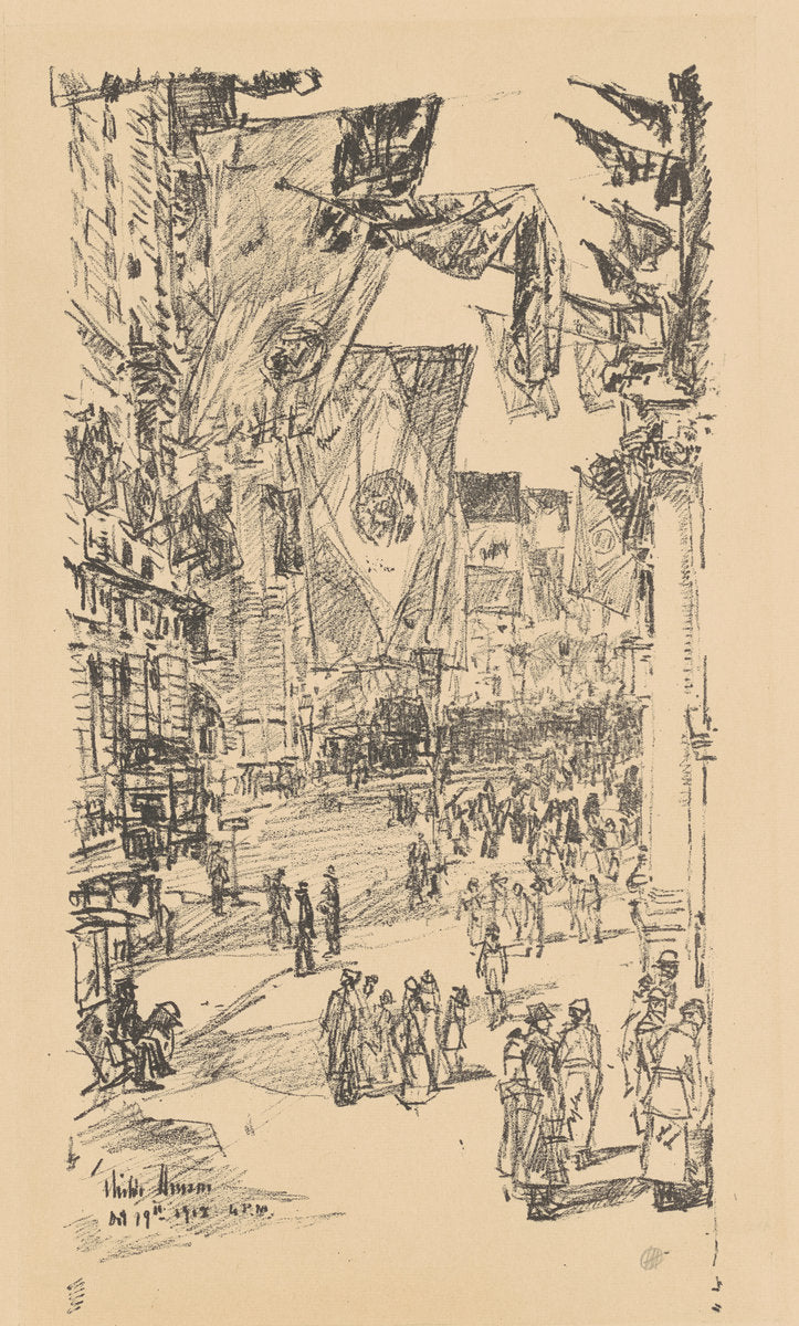 Avenue of the Allies by Childe Hassam (American, 1859 - 1935), 16X12"(A3)Poster Print