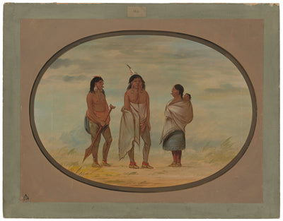 Nayas Indian Chief, His Wife, and a Warrior by George Catlin (American, 1796 - 1872), 16X12"(A3)Poster Print