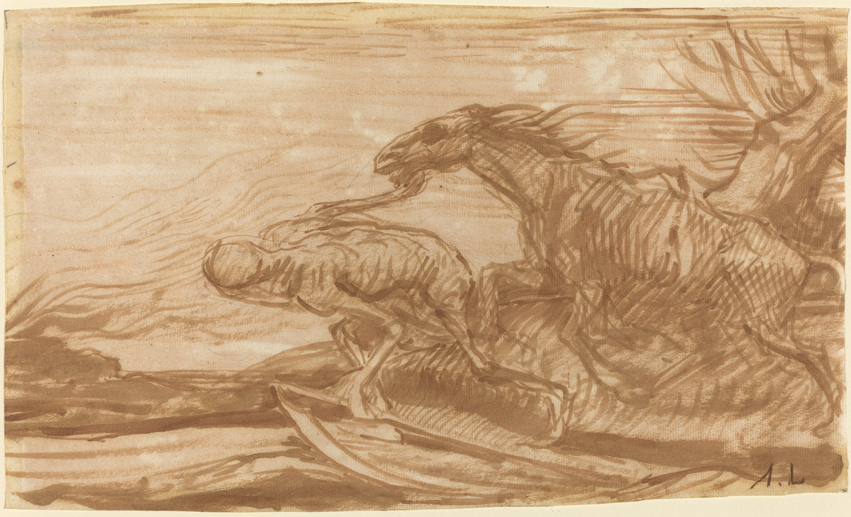 Death and Its Horse by Alphonse Legros (French, 1837 - 1911), 16X12"(A3)Poster Print