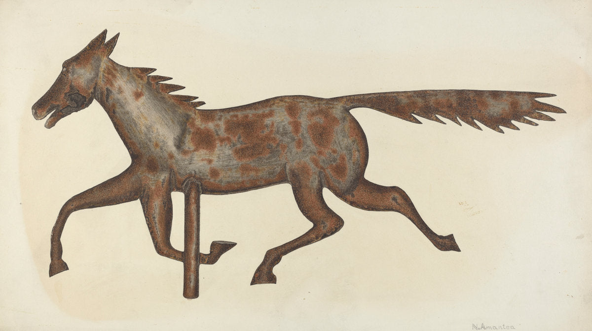 Weather Vane - Horse by Nicholas Amantea (American, 1900 - 1978), 16X12"(A3)Poster Print