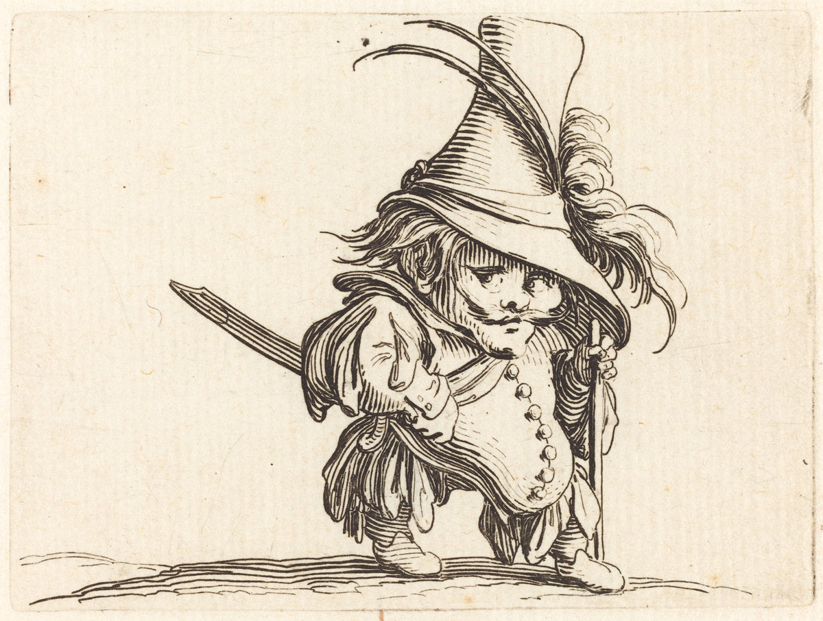 The Potbellied Man with the Tall Hat by Jacques Callot (French, 1592 - 1635), 16X12"(A3)Poster Print