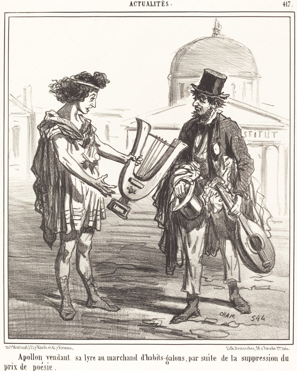 Apollon vendant sa lyre by Amédée Charles Henri Cham (French, 1819 - 1879), 16X12"(A3)Poster Print