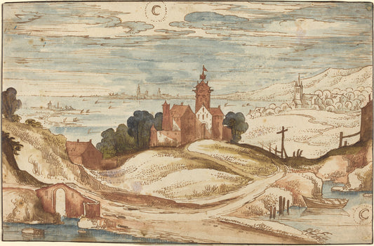 Landscape with Chateau on a Hill by Joos de Momper II (Flemish, 1564 - 1635), 16X12"(A3)Poster Print