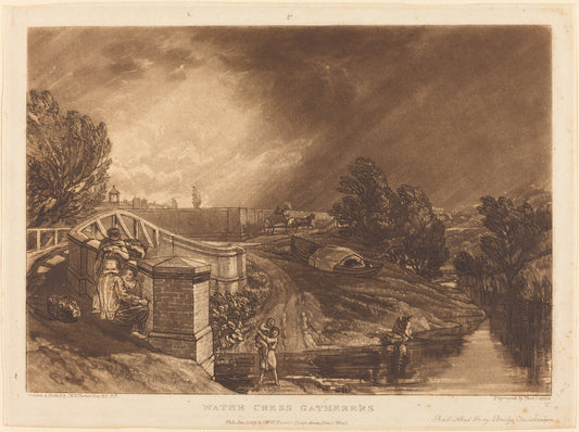 Watercress Gatherers by Joseph Mallord William Turner and Thomas Goff Lupton (British, 1775 - 1851), 16X12"(A3)Poster Print