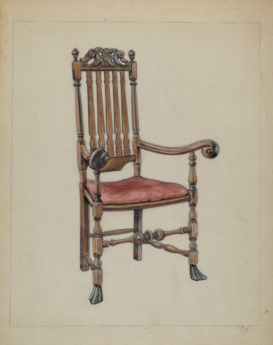 Banister-back Armchair by M. Rosenshield-von-Paulin (American, active c. 1935), 16X12"(A3)Poster Print