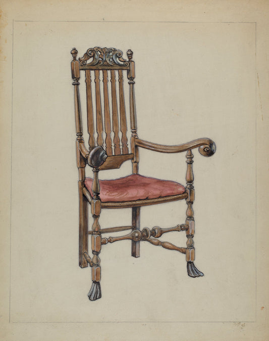 Banister-back Armchair by M. Rosenshield-von-Paulin (American, active c. 1935), 16X12"(A3)Poster Print