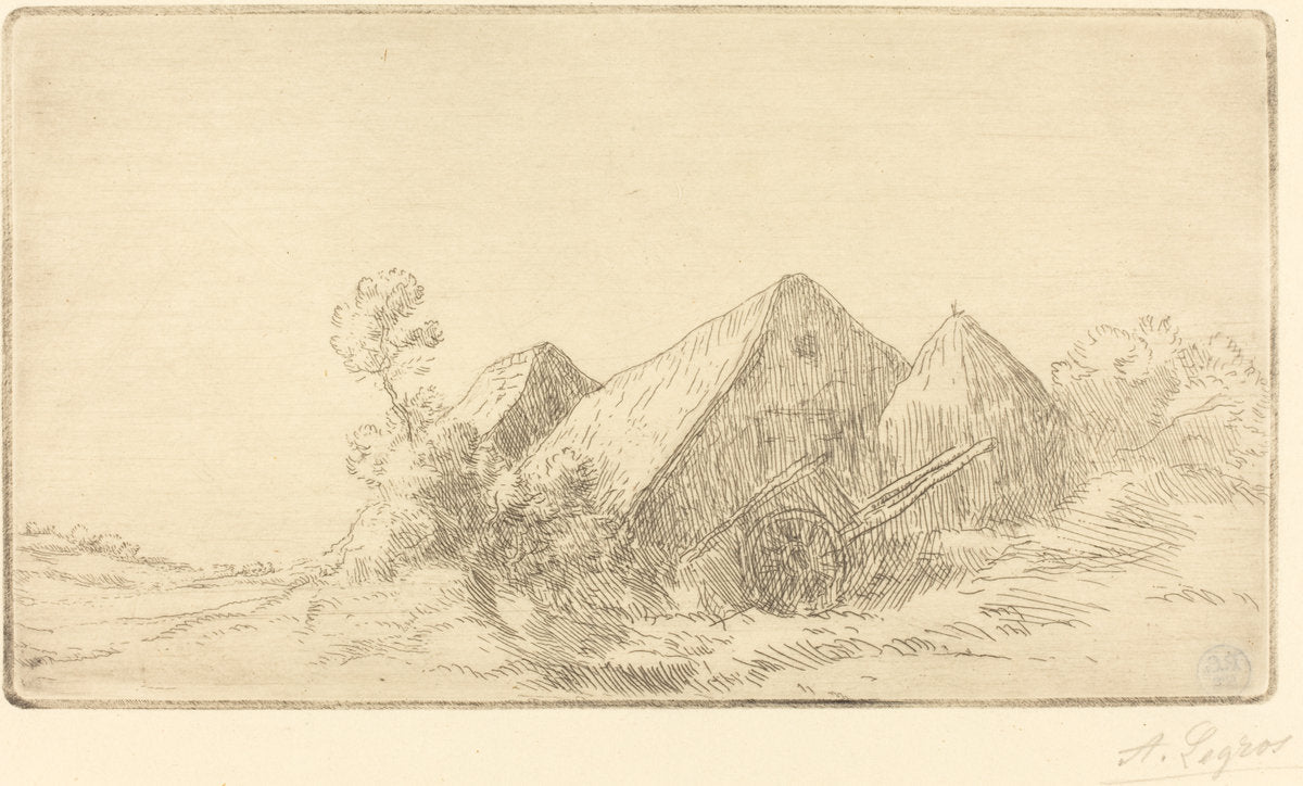 Cottage with a Cart (Chaumiere a la charette) by Alphonse Legros (French, 1837 - 1911), 16X12"(A3)Poster Print