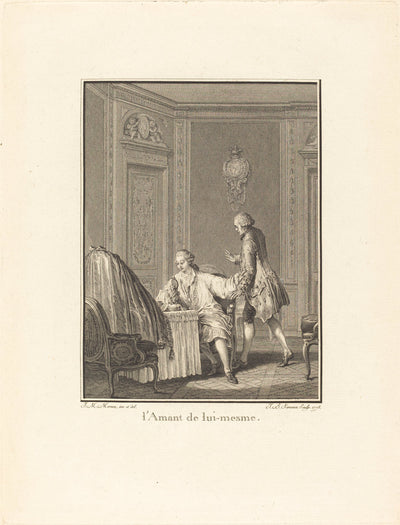 L'amant de lui-mesme by Jean-Baptiste Blaise Simonet after Jean-Michel Moreau (French, 1742 - 1813 or after), 16X12"(A3)Poster Print