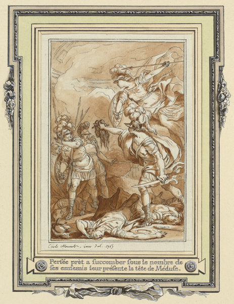 Perseus Turning Phinneas to Stone with the Head of Medusa by Charles Monnet (French, 1732 - after 1808), 16X12"(A3)Poster Print