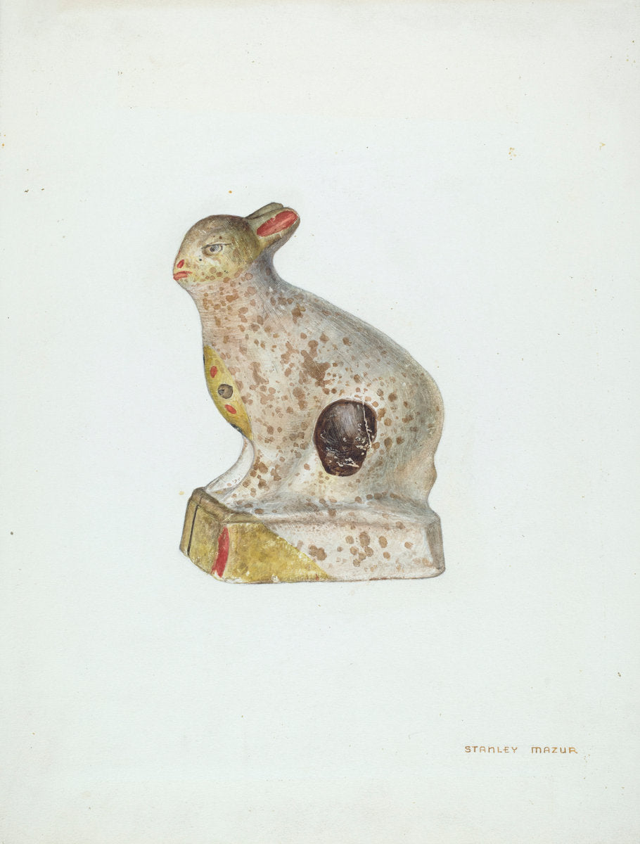 Chalkware Rabbit by Stanley Mazur (American, active c. 1935), 16X12"(A3)Poster Print
