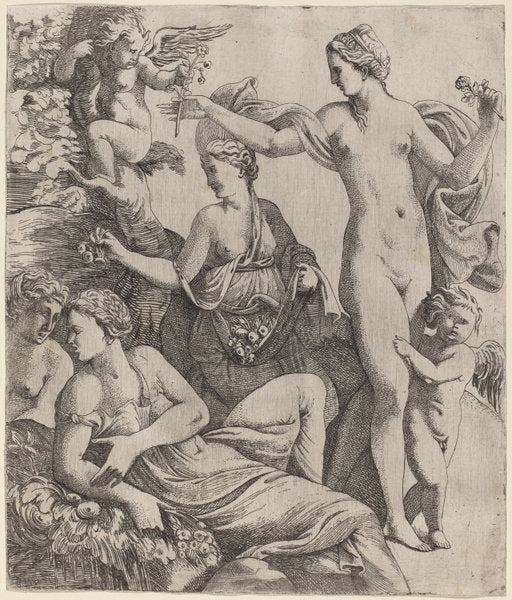 Venus with the Graces and Putti by Pierre Biard the Younger (French, 1592 - 1661), 16X12"(A3)Poster Print