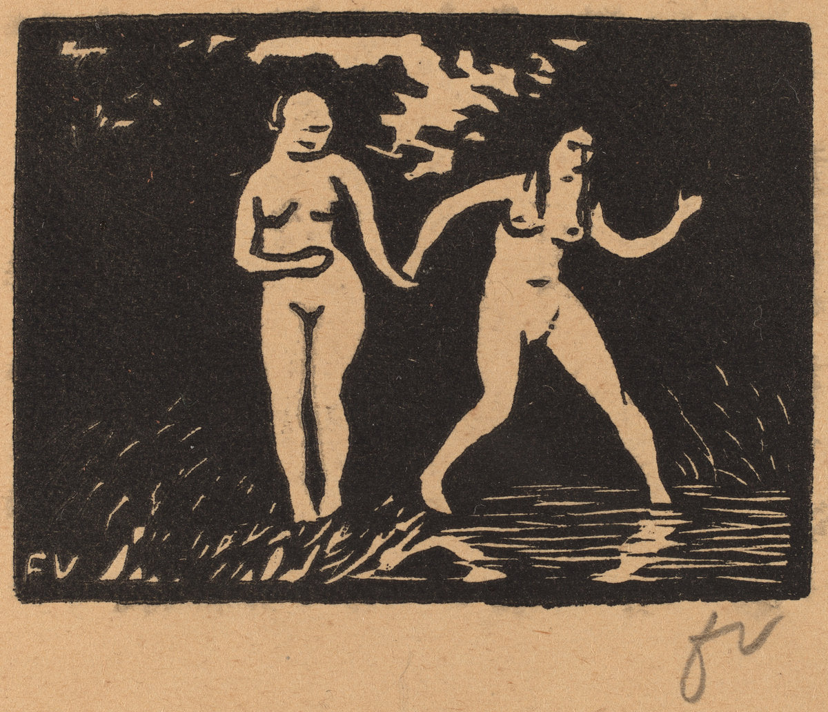 Entering the Water (L'entrée dans l'eau) by Félix Vallotton (Swiss, 1865 - 1925), 16X12"(A3)Poster Print