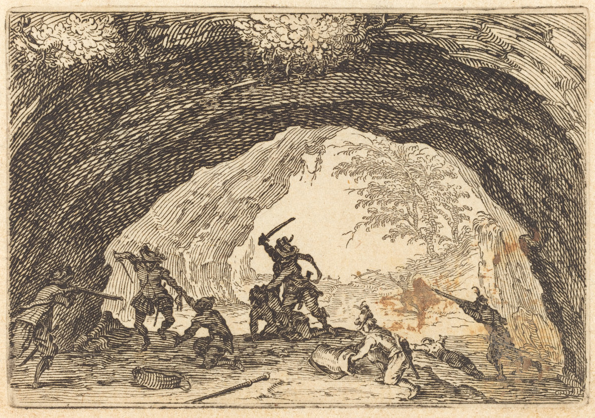 Soldiers Attacking Robbers by Jacques Callot (French, 1592 - 1635), 16X12"(A3)Poster Print