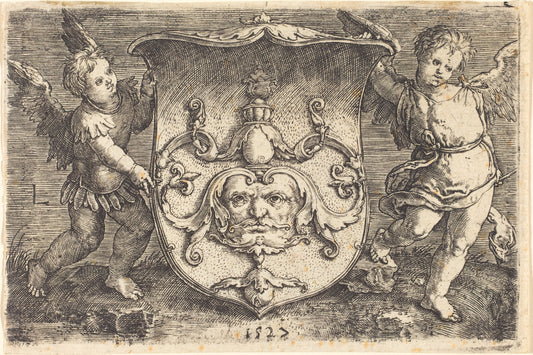 Shield with Mascaron by Ludwig Krug (German, c. 1488 - 1532), 16X12"(A3)Poster Print