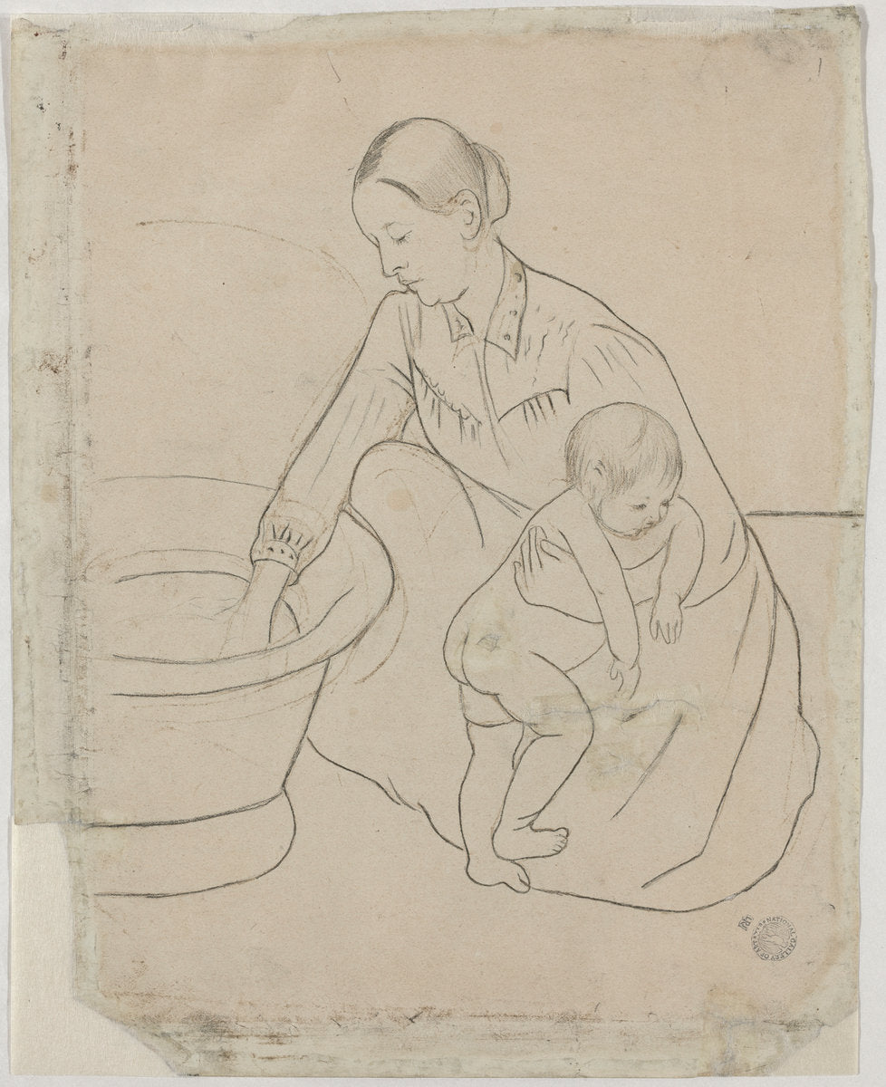 The Bath [verso] by Mary Cassatt (American, 1844 - 1926), 16X12"(A3)Poster Print