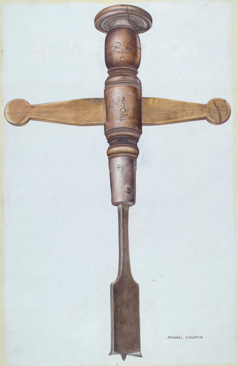 Bishop Hill: Auger by Michael Chomyk (American, active c. 1935), 16X12"(A3)Poster Print