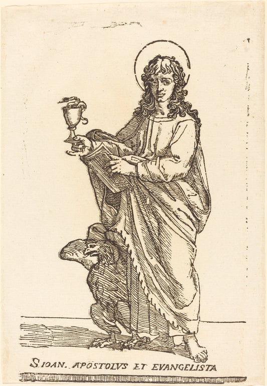 Saint John by Jacques Stella (French, 1596 - 1657), 16X12"(A3)Poster Print