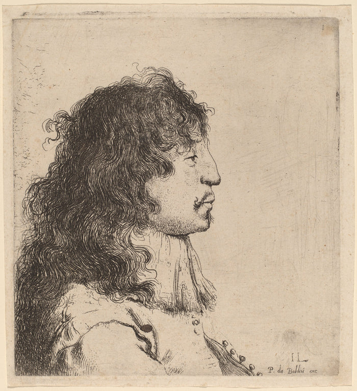 Bust of a Young Man in Profile, Facing Right by Jan Lievens (Dutch, 1607 - 1674), 16X12