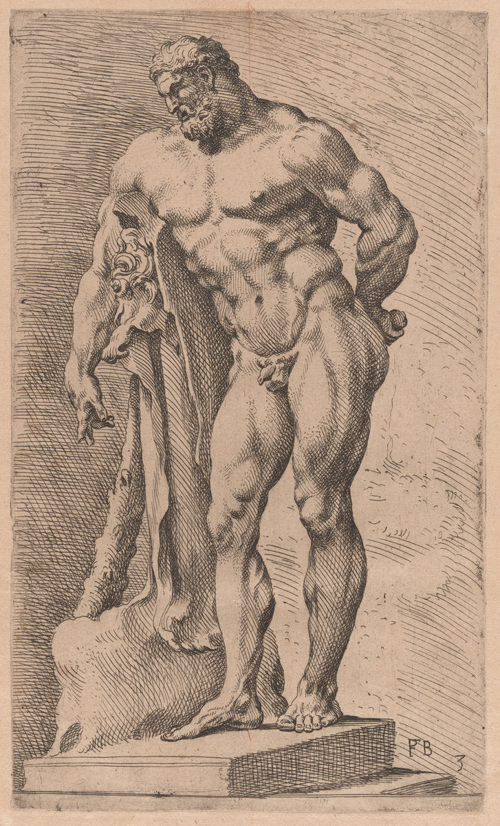 The Farnese Hercules, three-quarter view turned to left  [plate 3] by François Perrier (French, 1594 - 1649), 16X12"(A3)Poster Print