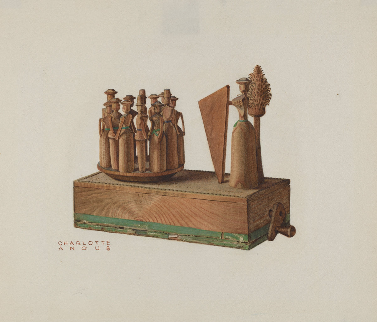 Pa. German Music Box by Charlotte Angus (American, 1911 - 1989), 16X12"(A3)Poster Print
