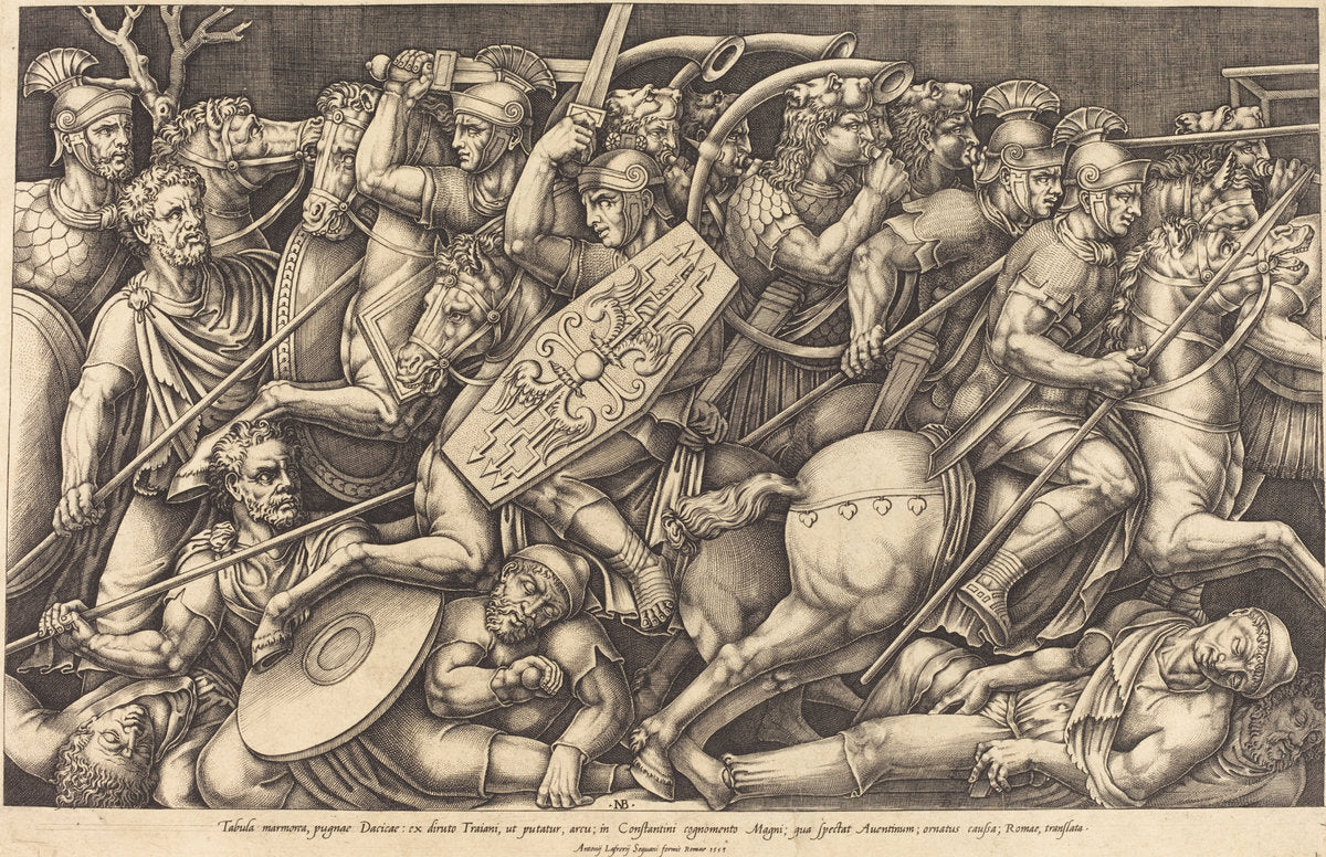 Les Soldats Romains Combattent Contre Les Daces by Nicolaus Beatrizet (French, 1515 - 1565 or after), 16X12"(A3)Poster Print