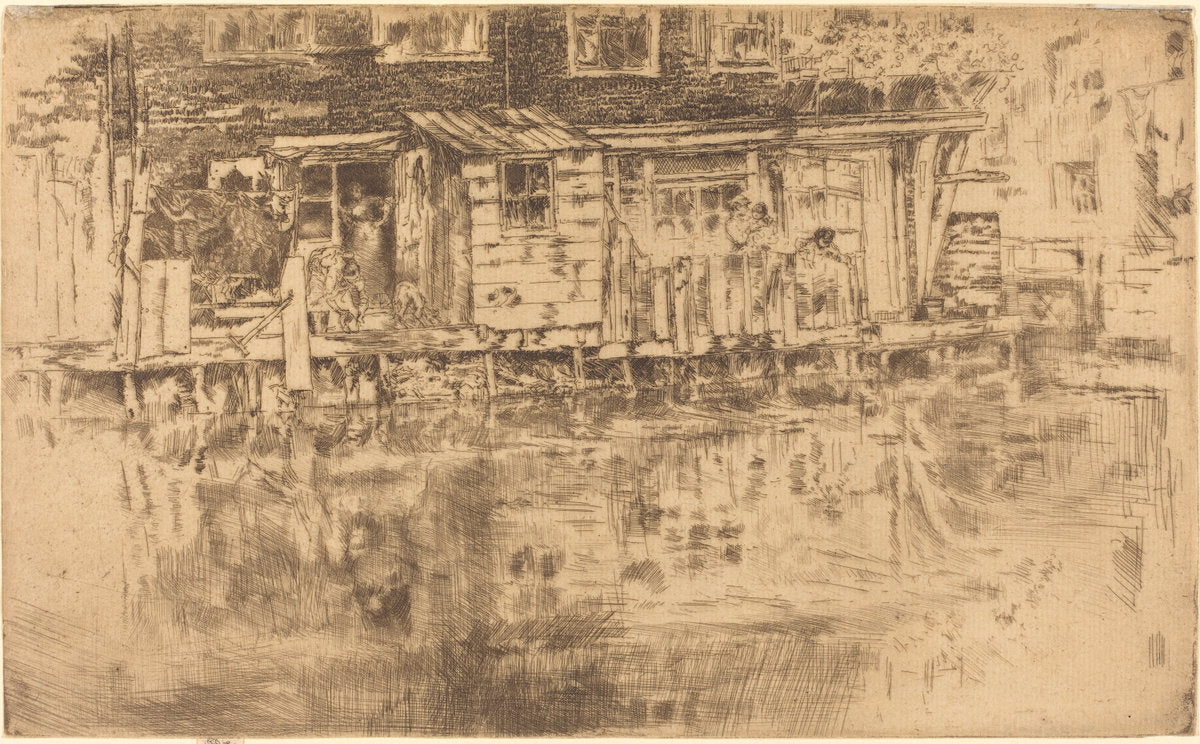 Long House - Dyer's - Amsterdam by James McNeill Whistler (American, 1834 - 1903), 16X12"(A3)Poster Print