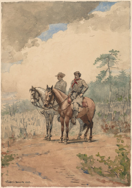 Two Scouts by Winslow Homer (American, 1836 - 1910), 16X12"(A3)Poster Print
