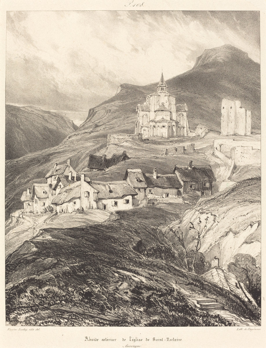 Abside de l'église de Saint-Nectaire by Eugène Isabey (French, 1803 - 1886), 16X12"(A3)Poster Print