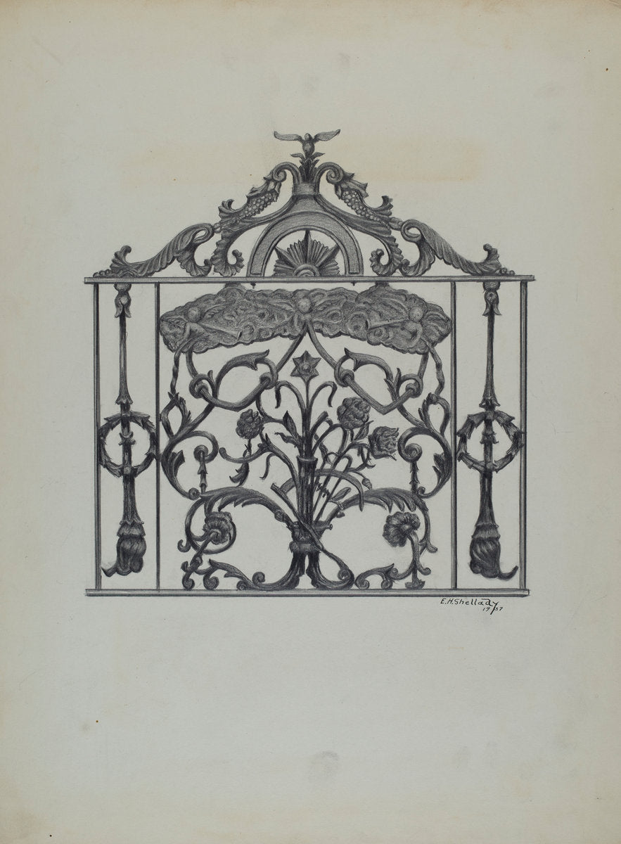 Cast Iron Gate by Eugene Shellady (American, active c. 1935), 16X12"(A3)Poster Print