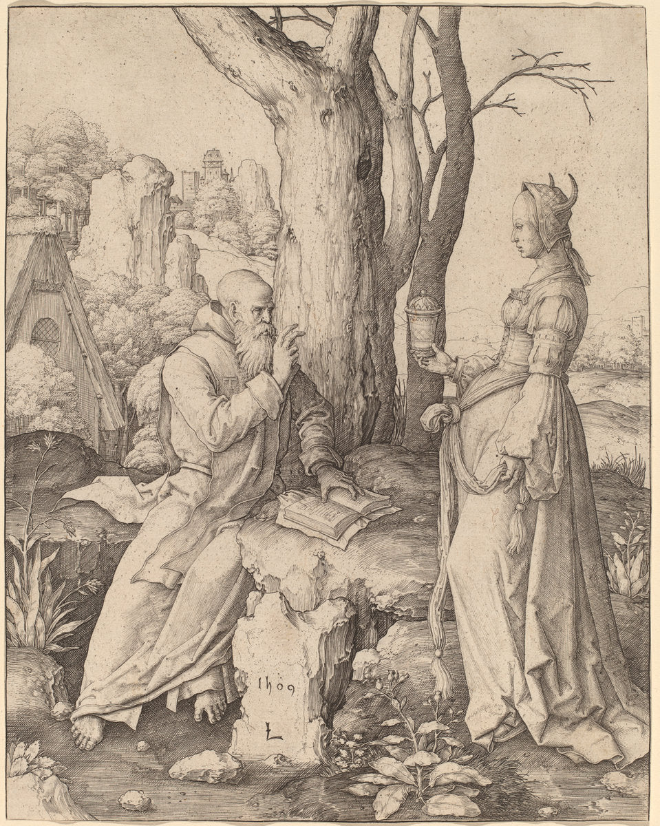 The Temptation of Saint Anthony by Lucas van Leyden (Netherlandish, 1489/1494 - 1533), 16X12"(A3)Poster Print