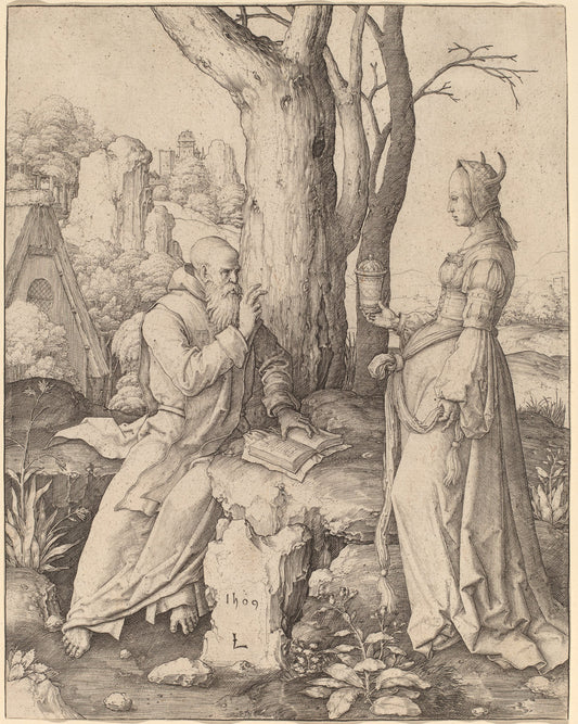 The Temptation of Saint Anthony by Lucas van Leyden (Netherlandish, 1489/1494 - 1533), 16X12"(A3)Poster Print