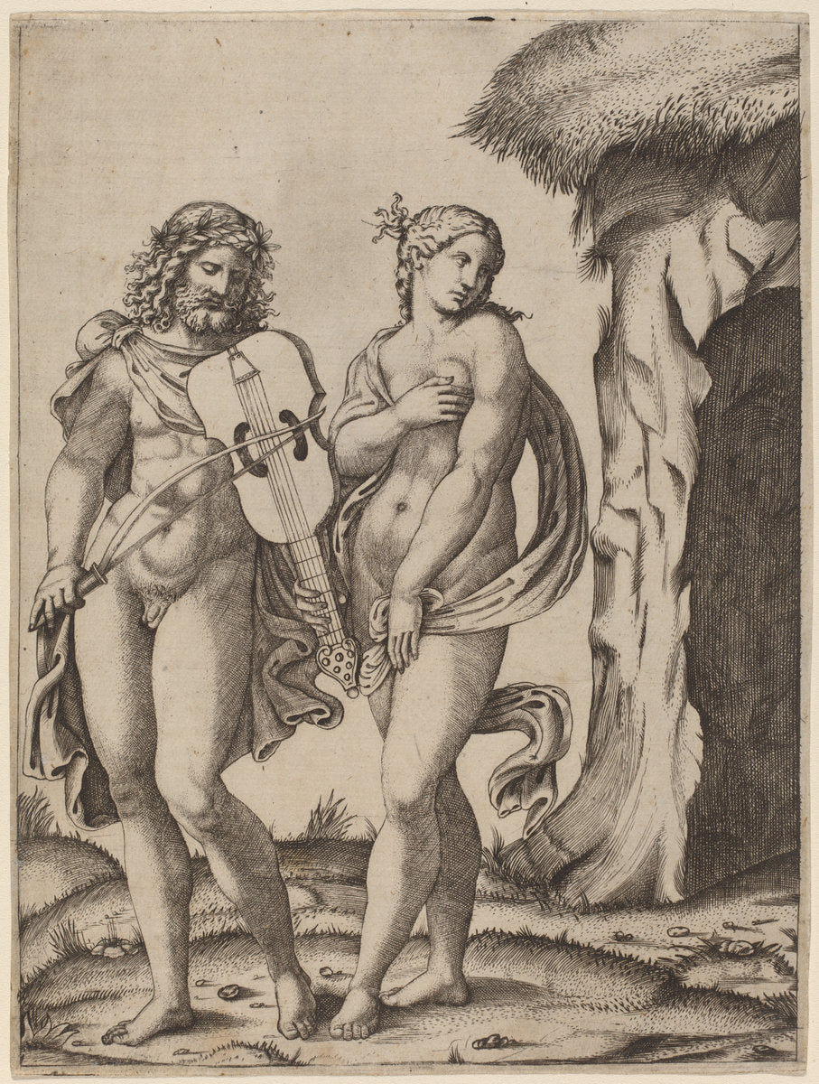 Orpheus and Eurydice by Marcantonio Raimondi (Italian, c. 1480 - c. 1534), 16X12"(A3)Poster Print