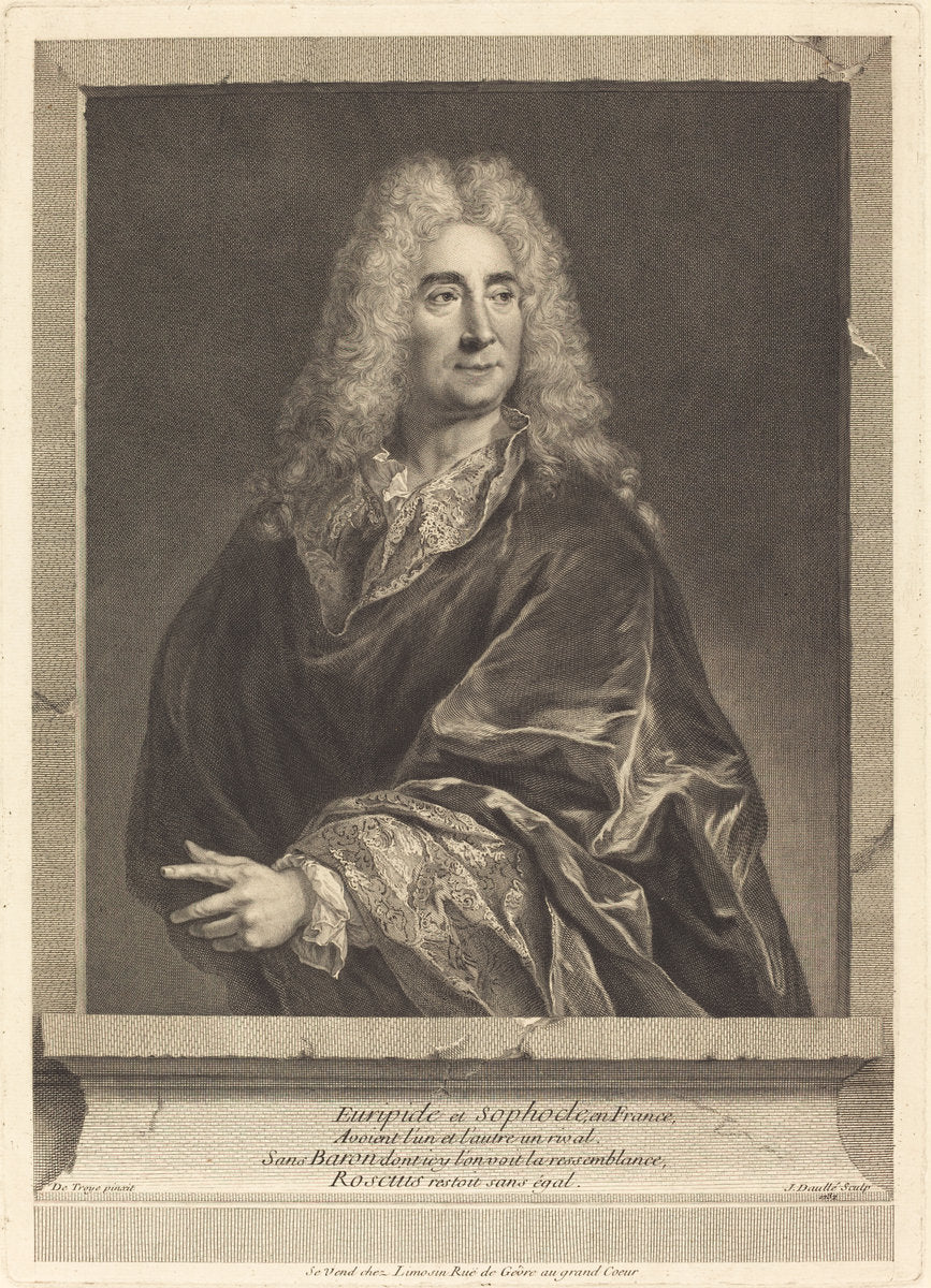 Michel Baron by Jean Daullé after François de Troy (French, 1703 - 1763), 16X12"(A3)Poster Print