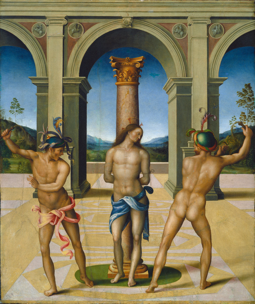 The Flagellation of Christ by Bacchiacca (Italian, 1494 - 1557), 16X12"(A3)Poster Print