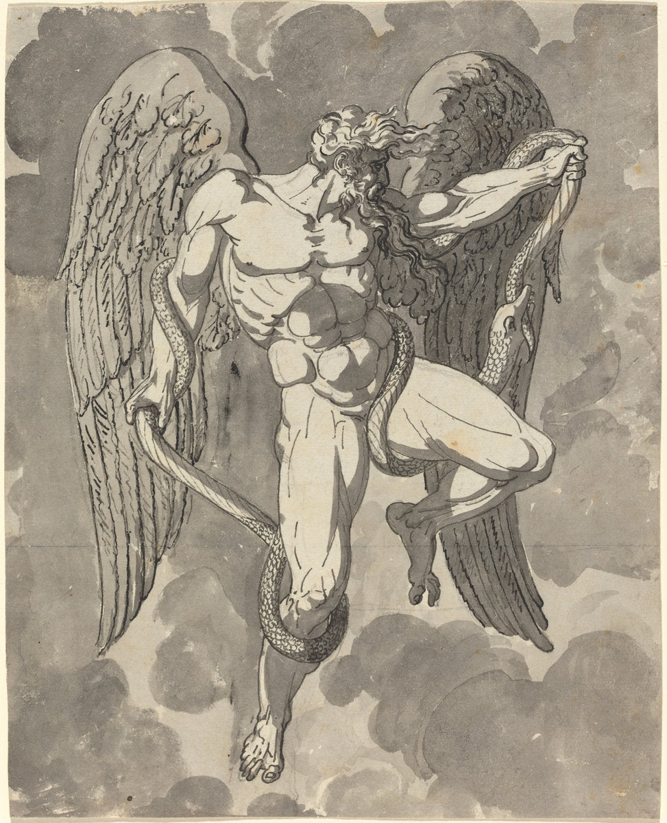 Saturn Wrestling with a Snake by Tommaso Minardi (Italian, 1787 - 1871), 16X12"(A3)Poster Print