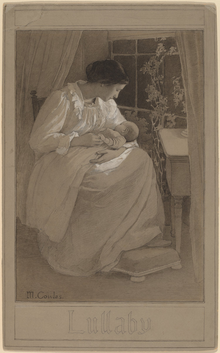 Lullaby by Maude Alice Cowles (American, 1871 - 1905), 16X12"(A3)Poster Print