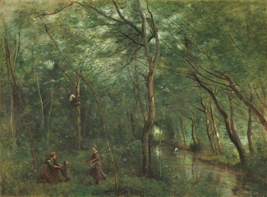 The Eel Gatherers by Jean-Baptiste-Camille Corot (French, 1796 - 1875), 16X12"(A3)Poster Print