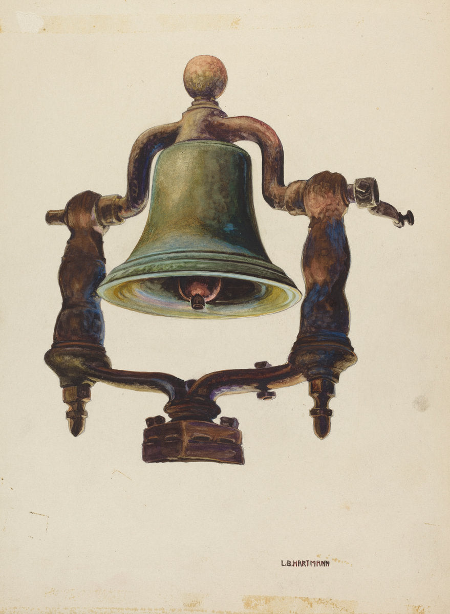 Locomotive Bell by L. B. Hartmann (American, active c. 1935), 16X12"(A3)Poster Print