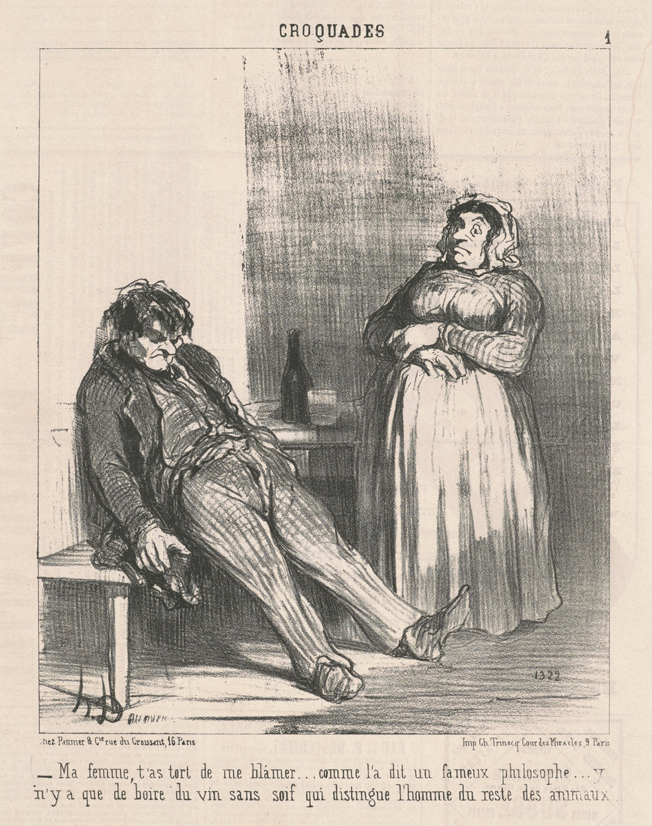 Ma femme, t'as tort de me blamer ... by Honoré Daumier (French, 1808 - 1879), 16X12"(A3)Poster Print