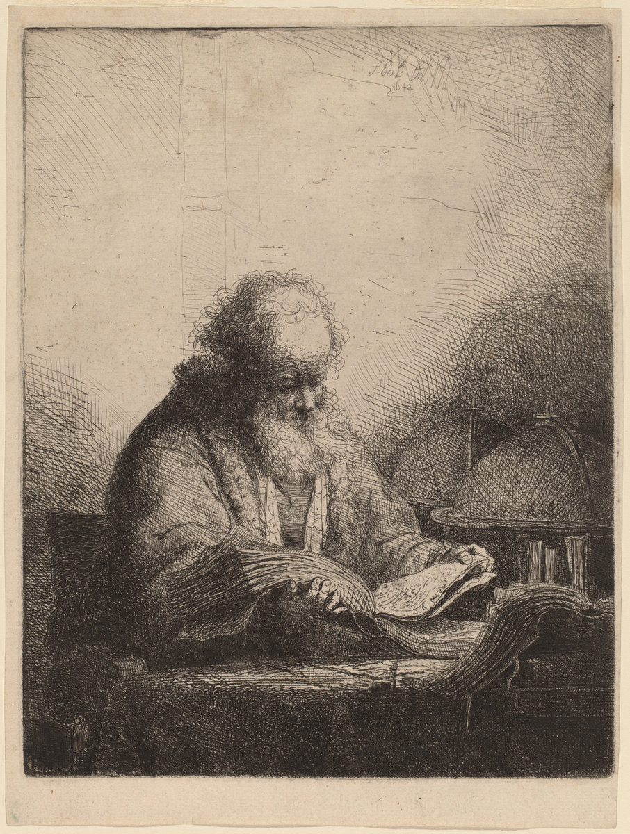 An Old Man Reading by Ferdinand Bol (Dutch, 1616 - 1680), 16X12"(A3)Poster Print